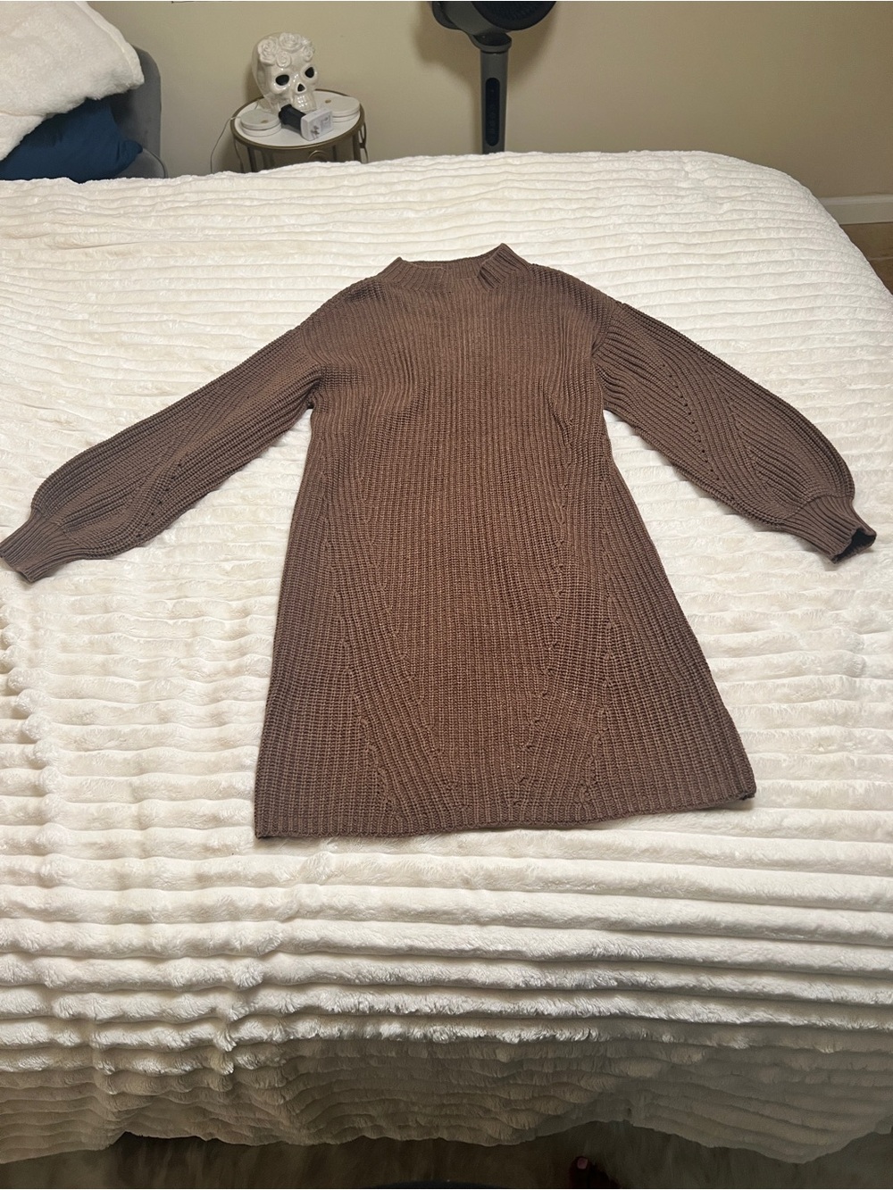 Style & Co. Brown Ribbed Cowl-Neck Sweater Dress